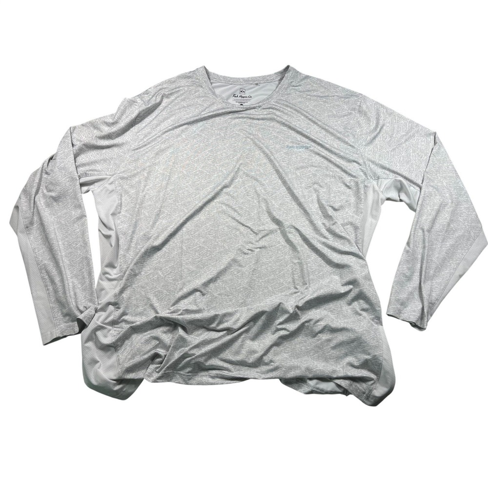 Fish Hippie Performance Long Sleeve Fishing‎ Shirt Gray Print Size 3XL UPF